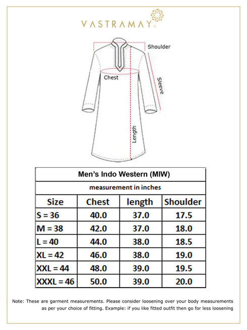 Vastramay Men's Black Georgette Sherwani Only Top